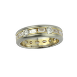Memoryring mit Diamanten und Brillanten in 950er Platin und 750er Gelbgold gebürstet