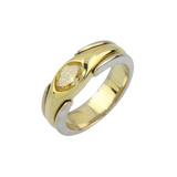 Bi-color Ring 750er Gelbgold / 950er Platinring mit Farbdiamant