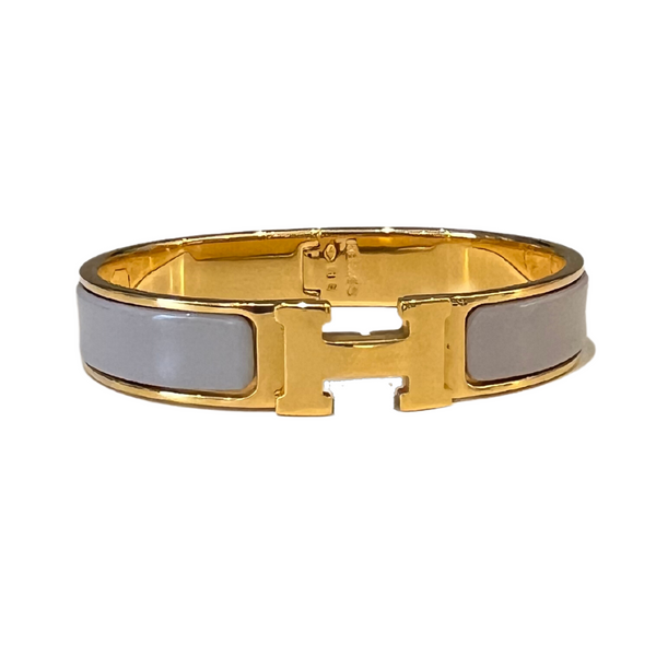 02_IHRSCHMUCK_Hermès Clic H Armreif, Farbe: nude_hell grau in Gelbgoldene Farbe, Größe: 1,00cm