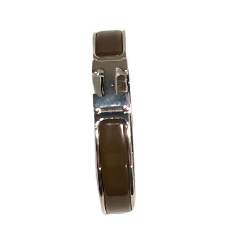 04_IHRSCHMUCK_Hermès Clic H Armreif, Farbe: Schoko braun in Silberne Farbe, Größe: 1,00cm