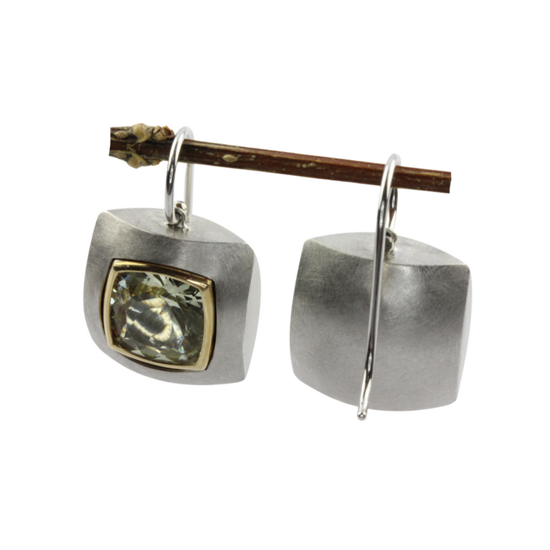 IhrSchmuck 750er Weiß/Gelbgoldohrhänger mit grünem Turmalin