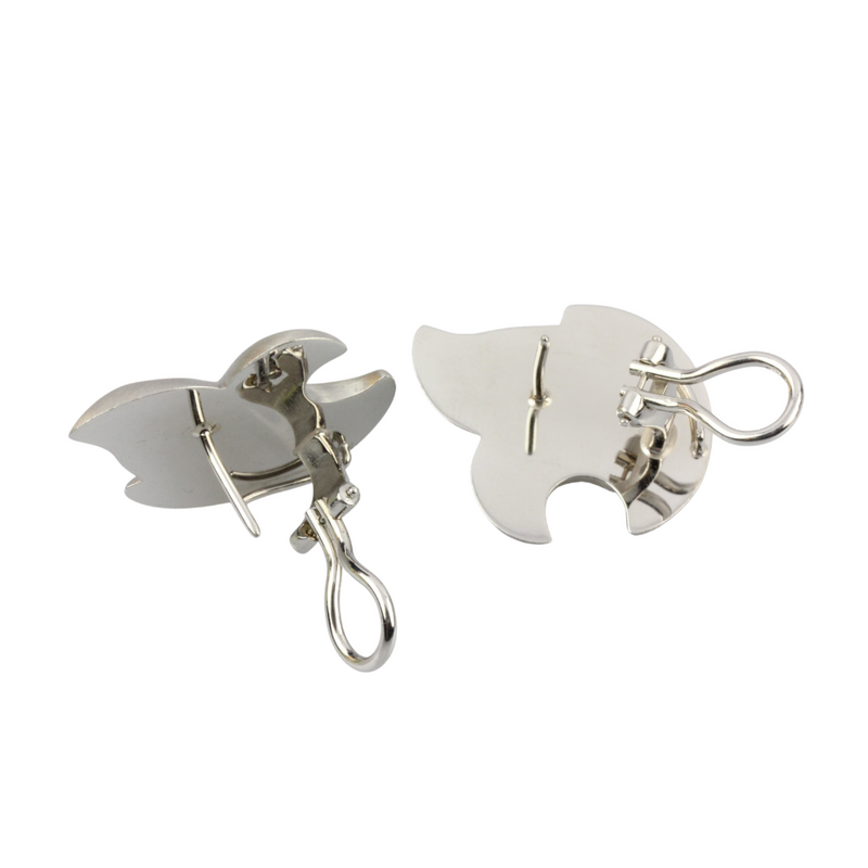 Steckohrclips in 750er Weißgold, gebürstet, in Schweifform