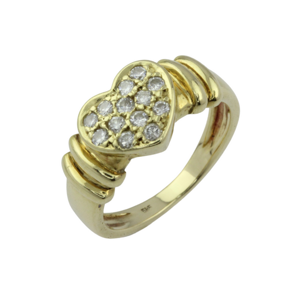 585er Gelbgoldring mit Brillanten in Herzform