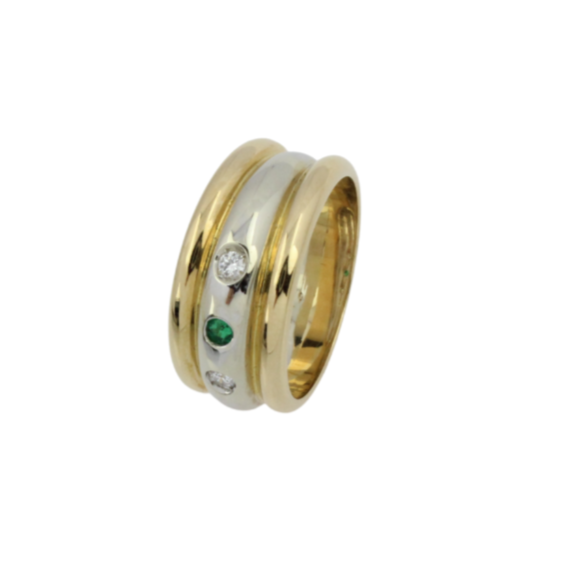 Evergreen Smaragdring in 750er Weiß / Gelbgold