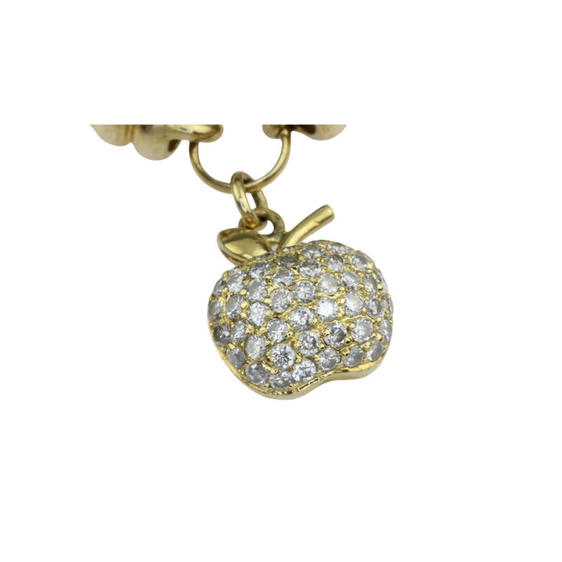 Brillantbettelarmband in 750er Gelbgold mit sechs Charms