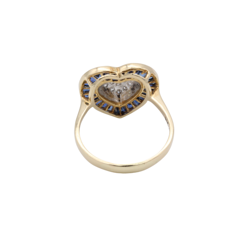 Damenring mit blauen Saphiren und Brillanten in Herzform