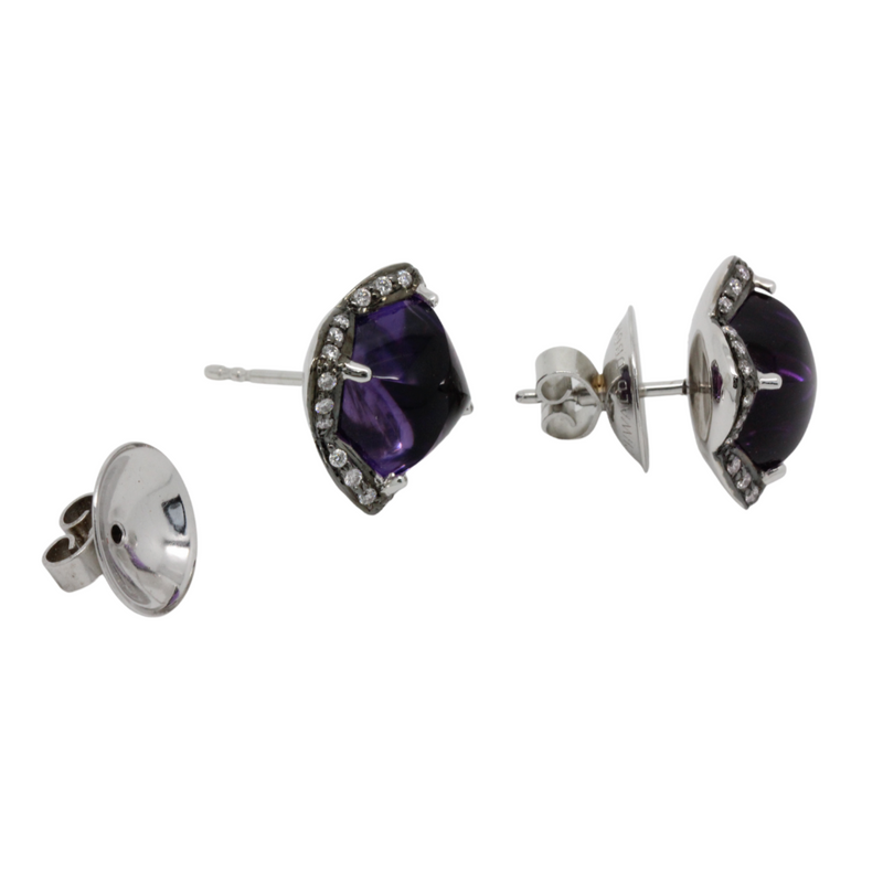 Violette Amethyst Ohrstecker in 750er Weißgold mit Brillanten